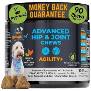 Holistic Hip and Joint Chews for Dogs with Glucosamine and MSM for Arthritis Pain Relief