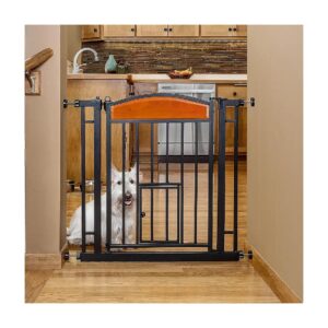 Home Decor Pet Gate with Cherry Wood Accents and Steel Frame