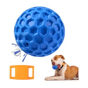 Honeycomb Texture Natural Rubber Squeaky Dog Ball for Aggressive Chewer Dogs