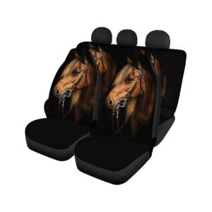 Horse Print Seat Cover Protector Pads Set- Universal Fit with Machine Washable Design