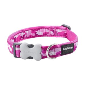 Hot Pink Adjustable Camouflage Dog Collar with Large Buckle