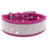 Hot Pink Rhinestone Dog Collar Large Medium Small Dogs Adjustable Suede Soft