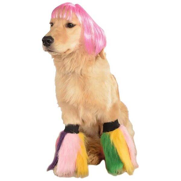 Hot Pink Short Bob Dog Wig with Adjustable Chin Strap for Medium to Large Breed Pets