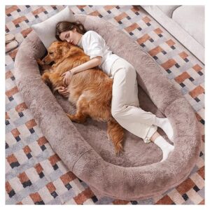 Human Dog Bed for Adults and Pets with Blanket and Storage Pocket