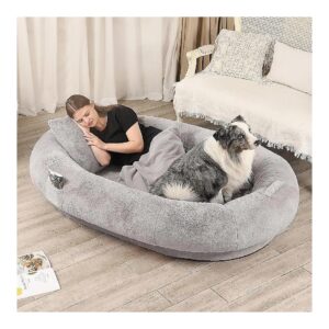 Human Dog Bed for Adults with Orthopedic Support and Faux Fur