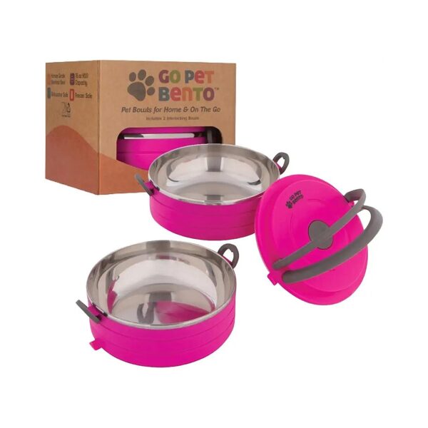 Human Grade Stainless Steel Travel Pet Bento Bowls for Dogs and Cats