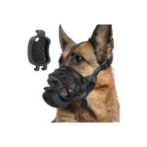 Humane Dog Muzzle with Slow Feeder for Preventing Biting and Scavenging Behavior