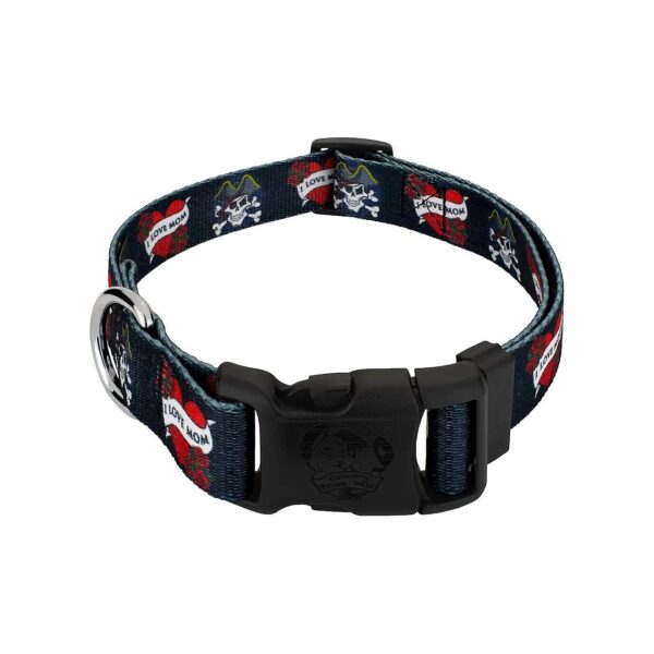 I Love Mom Dog Collar with Adjustable Neck Size and Durable Construction