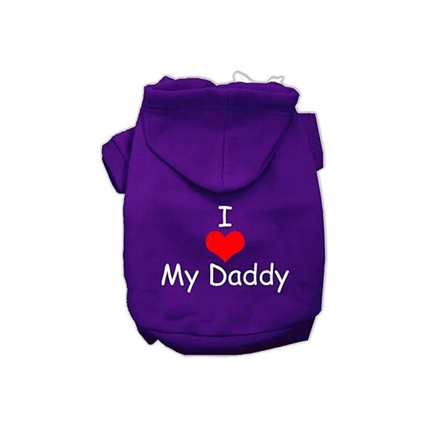 I Love My Daddy Screen Print Pet Hoodie in Purple for X-Large Dogs