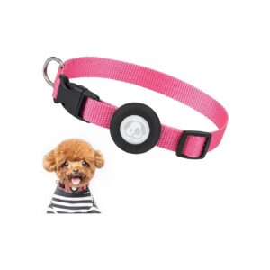 Imitation Nylon Dog Collars with Waterproof Air Tag Holder for Small and Medium Dogs