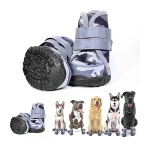 Imitation Ox Tendon Sole Dog Boots with Reflective Strips for Walking and Running