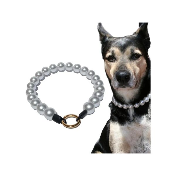 Imitation Pearl Dog Collar for Large Breed Dogs with 18k Gold Plated Clasp