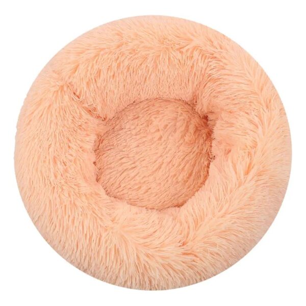 Improved Sleep Faux Fur Orthopedic Relief Shag Soft Plush Donut Pet Bed for Cats and Dogs