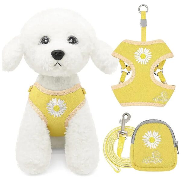 In Dog Harness and Leash Set for Small Dogs - Yellow Color