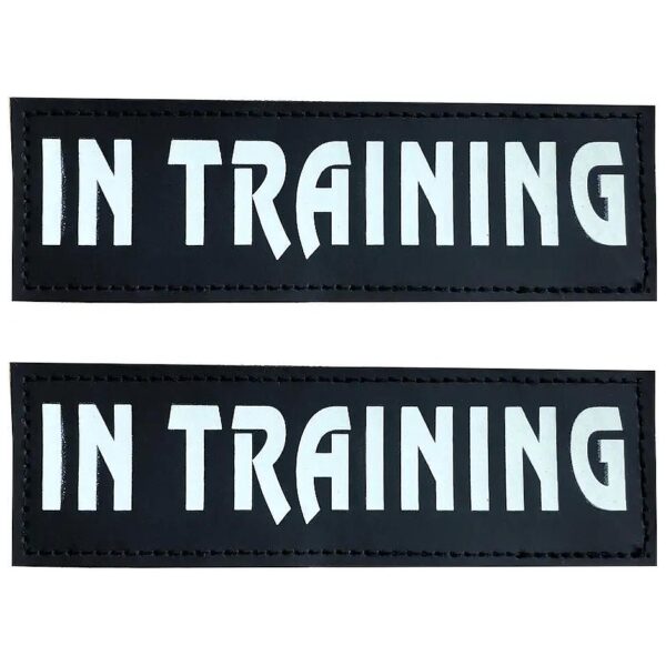 In Training Patch for Dog Vest and Harness Attachment Black Large Size for Security