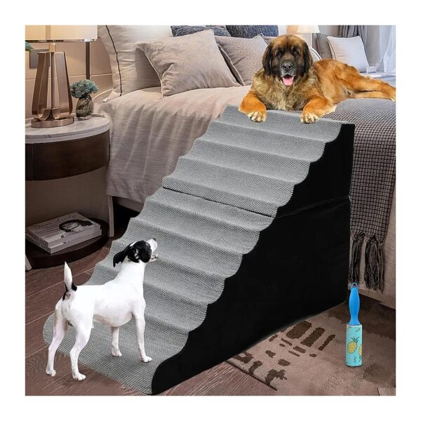 Inch High Foam Dog Stairs for Large Breed Dogs, Non-Slip Bottom and Extra Wide Steps