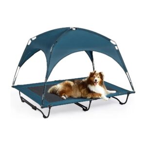 Inch Long Portable Dog Cot with Breathable Mesh and Canopy for Large Dogs