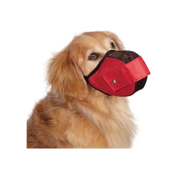 Inch Red Cordura Nylon Fabric Mesh Dog Muzzle with Woven Nylon Strap