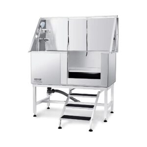 Inch Silver Dog Bath Station with Stairs and Soap Box for Home Use