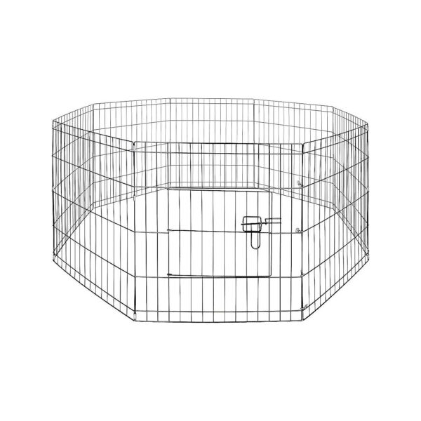 Inch Tall Black Metal Pet Playpen with Compact Design and Door