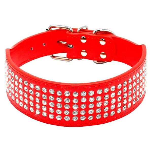 Inch Width Full Sparkly Crystal Diamond Dog Collar for Medium Large Dogs