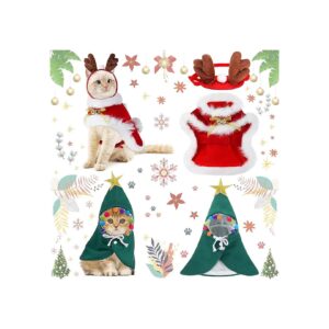 Includes Soft Fleece Puppy Cat Cloak with Bells, Green Pet