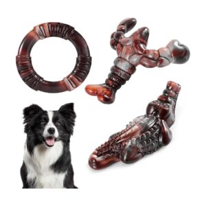 Indestructible Bacon Flavored Dog Chew Toys for Aggressive Chewers 3 Pack