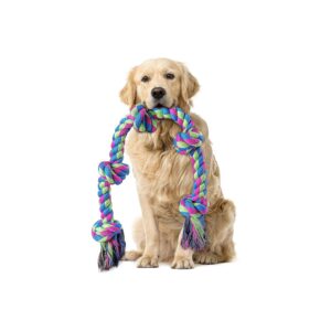 Indestructible Dog Rope Toy for Large Breed, 5 Knots, Teeth Cleaning, and Anxiety Relief