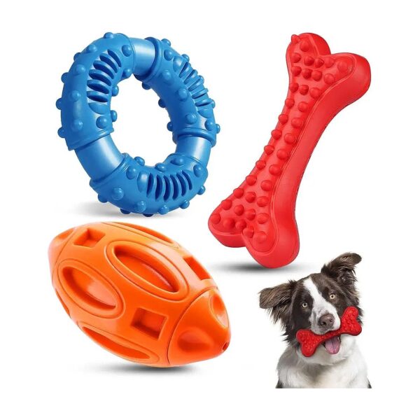 Indestructible Dog Toy 3-Pack for Teeth Cleaning and Gum Massage Best Gift