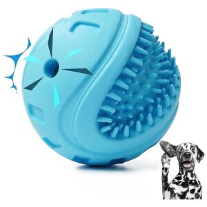 Indestructible Rubber Dog Balls with Squeaker for Aggressive Chewers and Teeth Cleaning