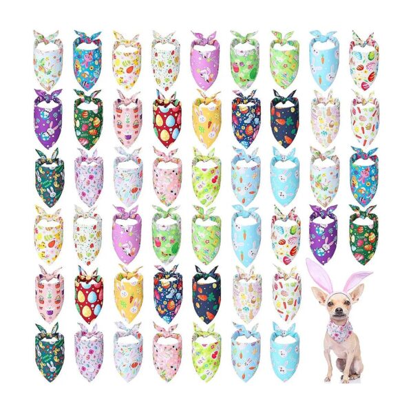 Individual Easter Dog Bandanas with Easter Egg Toy Carrot Rabbit Patterns Bulk Pack