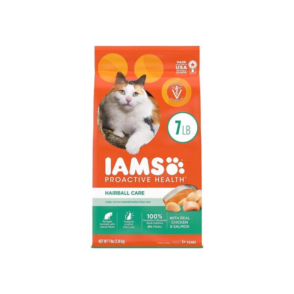 Indoor Cat Food with Chicken and Salmon Flavor for Hairball Care and Healthy Metabolism