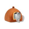 Indoor Cat House Bed with Plush Ball and Breathable Fabric for Warm and Cozy Shelter