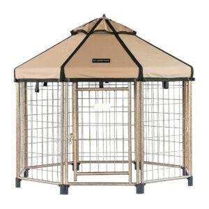 Indoor Outdoor Metal Pet Kennel Gazebo for Medium Large Dogs Up to 40 Lbs