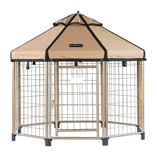 Indoor Outdoor Metal Pet Kennel Gazebo for Medium Large Dogs Up to 40 Lbs