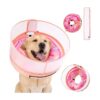 Inflatable Dog Recovery Cone Collar with Enhanced Anti-Licking Protection Medium Pink