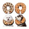 Inflatable Dog Recovery Cone Collar with Leopard Pattern for Post Surgery Use