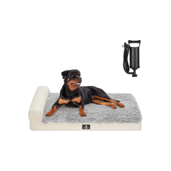 Inflatable Large Dog Bed with Soft Waterproof Air Mattress and Bolster