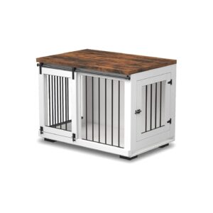 Innovative Dog Crate Furniture for Large Dogs with Built-in Table Top and Metal Bars