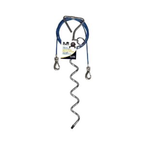 Innovative Spiral Stake with Swivel and 10 Feet Vinyl Coated Cable for Outdoor Anchoring