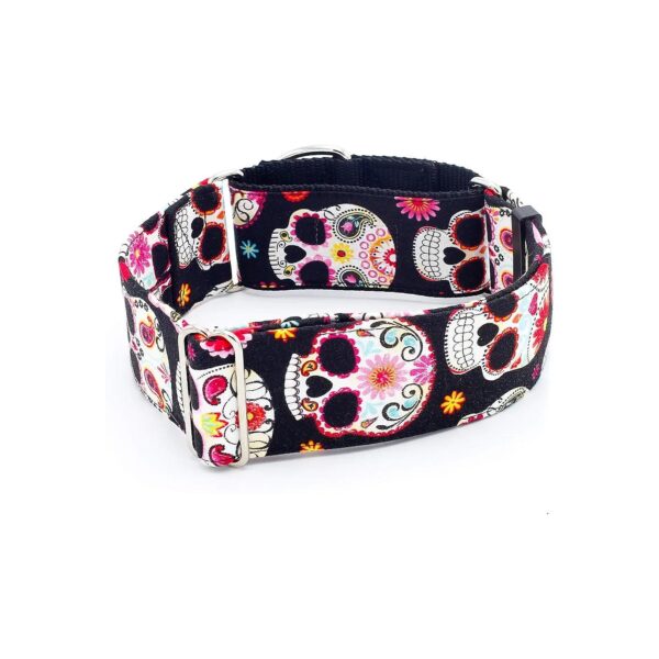 Inspired Sugar Skulls Dog Collar 5-2 Width Buckle Martingale