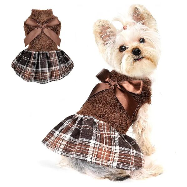 Instantly Warm Dog Sweater Dress for Small Dogs Coffee-Colored Pet Coat for Chihuahua Dog