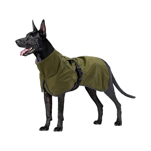 Insulated Dog Raincoat with Reflective Material and Comfy Fleece Lining for Cold Weather