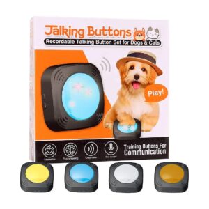 Interactive Dog Communication System with 4 Recordable Buttons and Customized Sounds