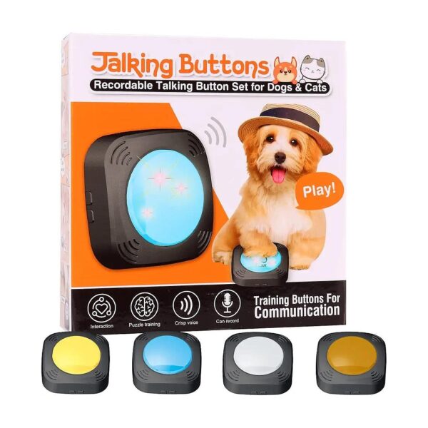 Interactive Dog Communication System with 4 Recordable Buttons and Customized Sounds