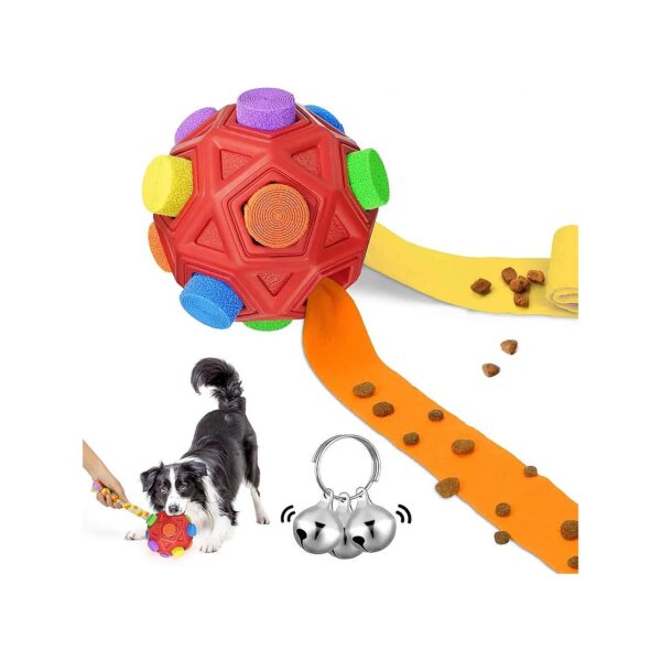 Interactive Dog Puzzle Toy with Snaffle Ball and Cloth Strip for Slow Food Training