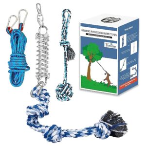 Interactive Dog Rope Toy for Pitbulls and Large Breeds with Spring Pole Kit