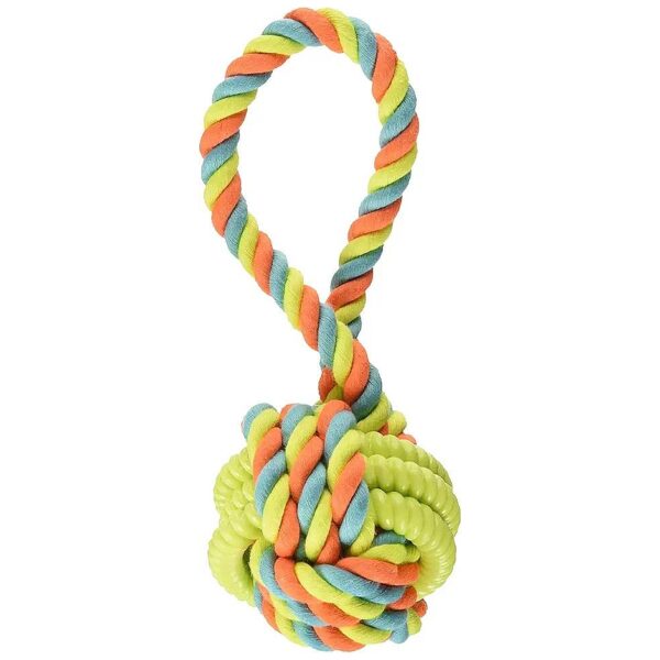 Interactive Dog Toy with Coiled TPR and Rope Knots for Medium Size Dogs