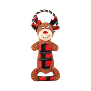 Interactive Dog Toys for Aggressive Chewers Christmas Squeaky Reindeer