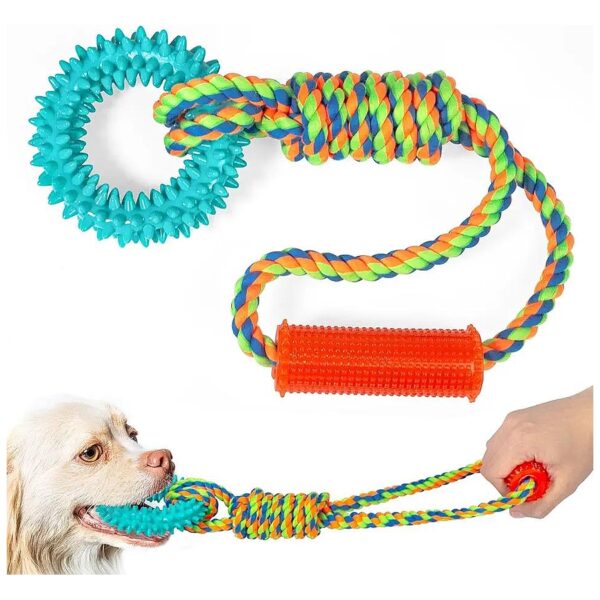 Interactive Dog Toys for Small Medium and Large Dogs with Natural Rubber and Rope